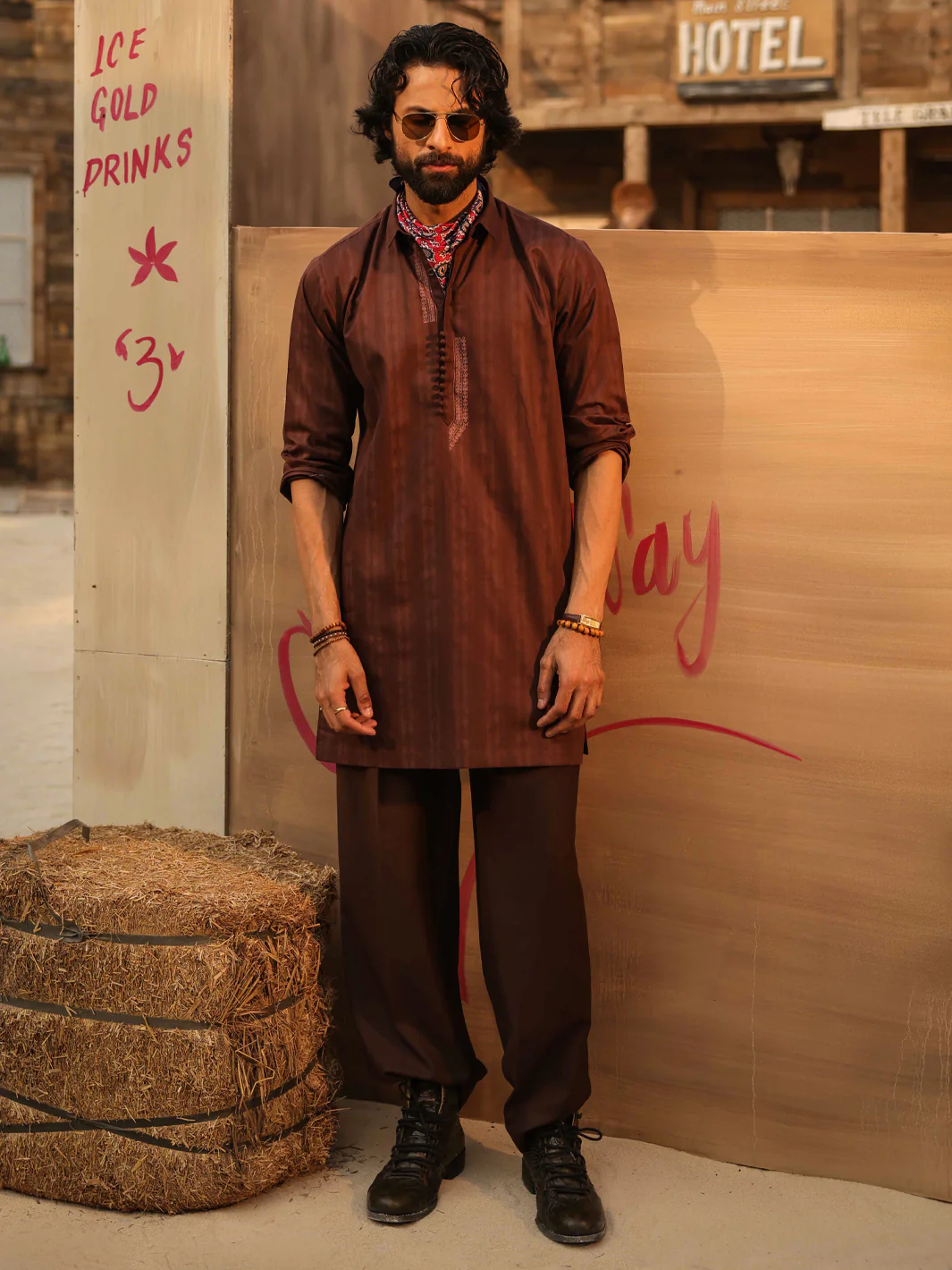 DARK BROWN COTTON KURTA | AL-K-1299/AM-15037D