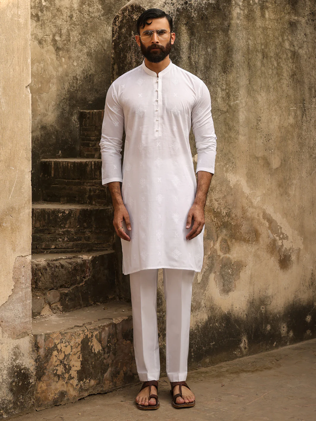 WHITE COTTON KURTA | AL-K-1306A/AM-15132-1A