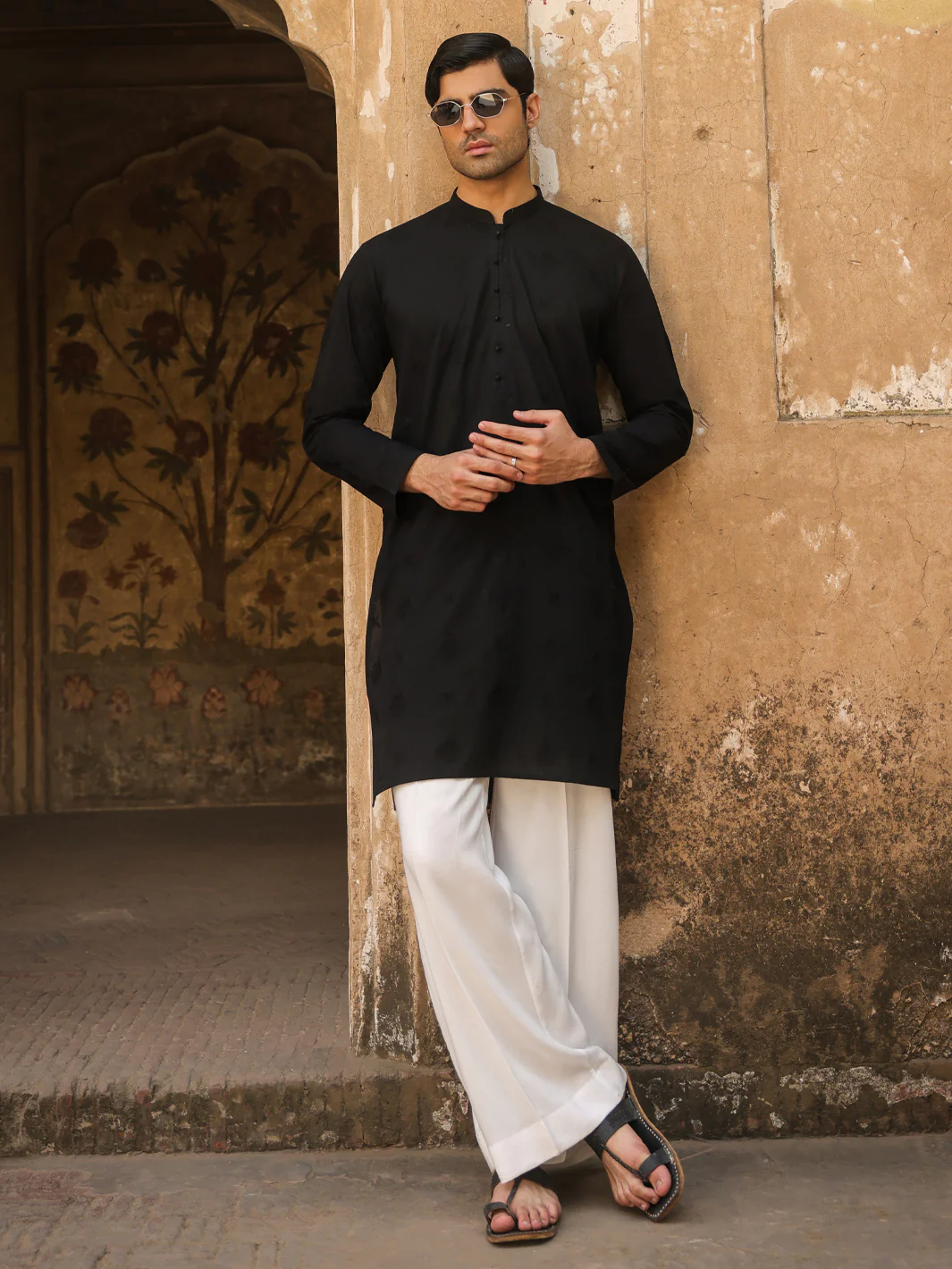 BLACK COTTON KURTA | AL-K-1306B/AM-15132-1D