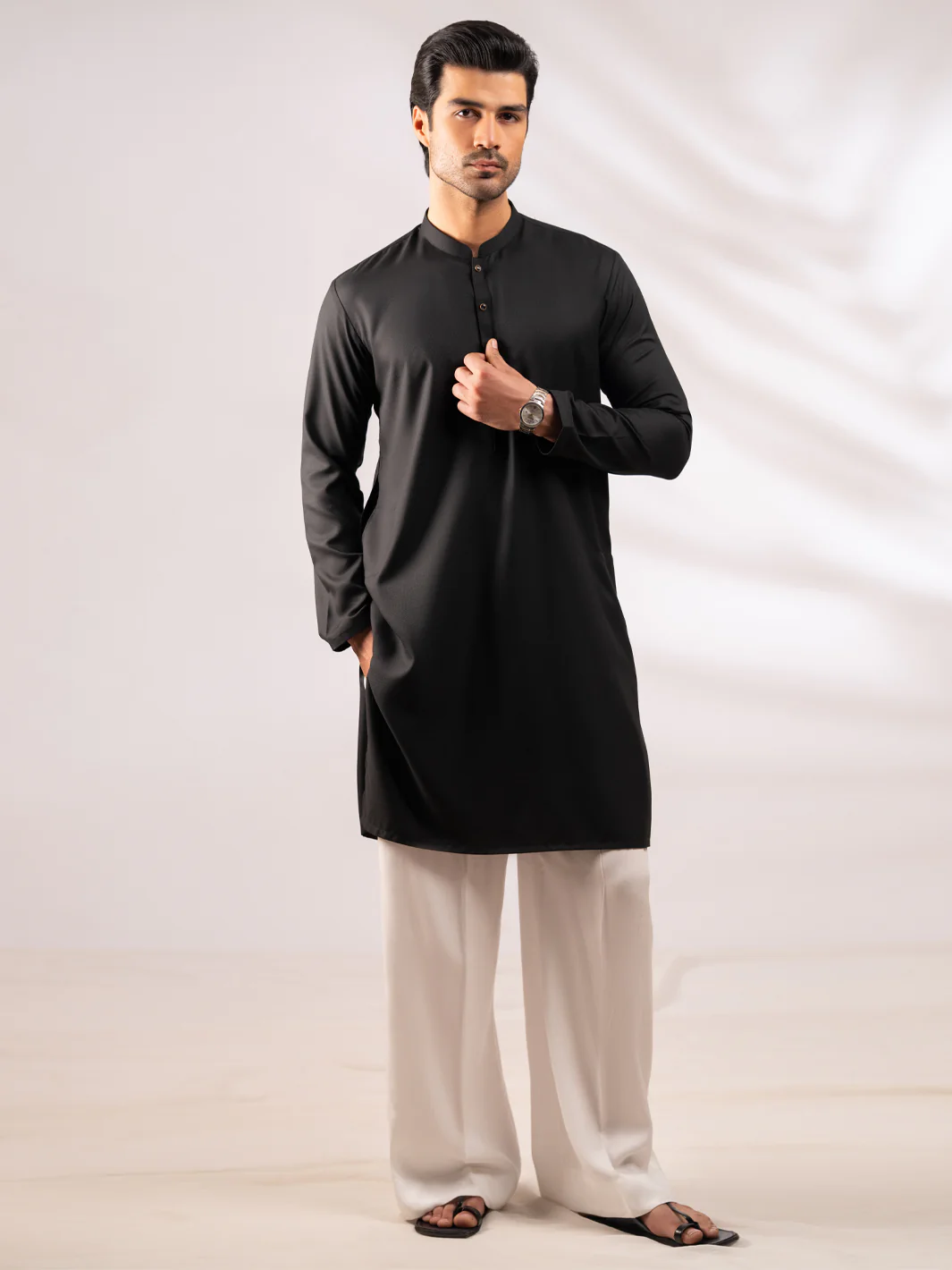 BLACK BLENDED KURTA | AL-K-1310/AM-6341-1D