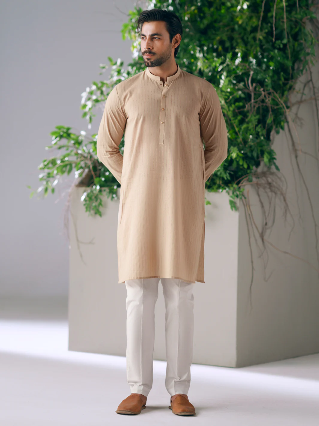 BEIGE COTTON KURTA | AL-K-1326/AM-15111B