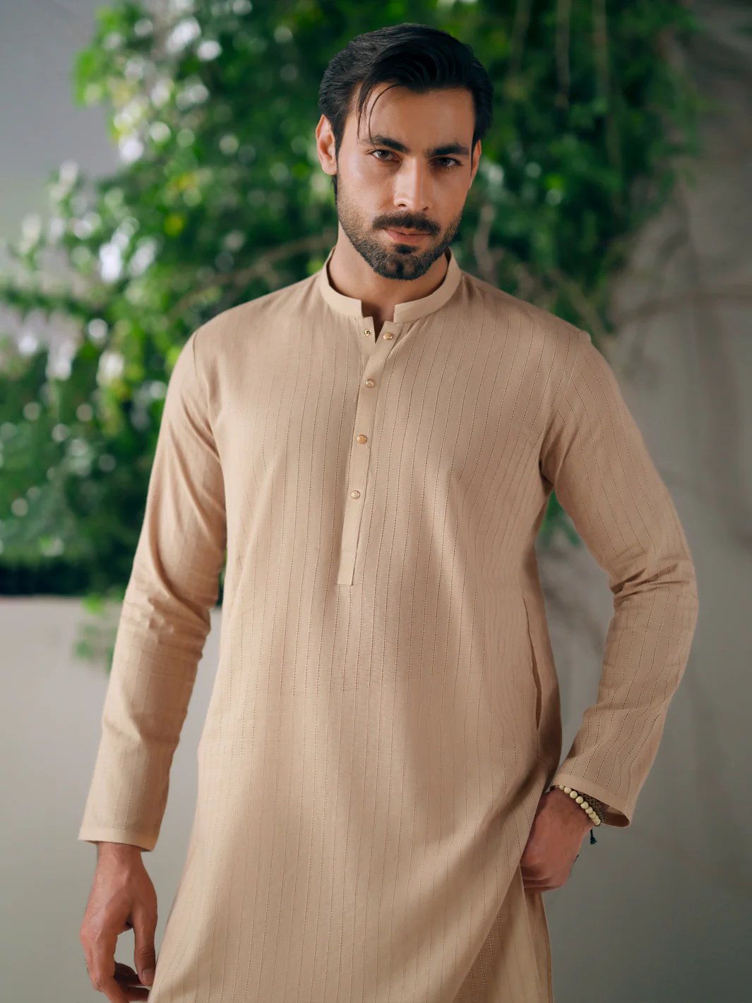 BEIGE COTTON KURTA | AL-K-1326/AM-15111B - Image 2