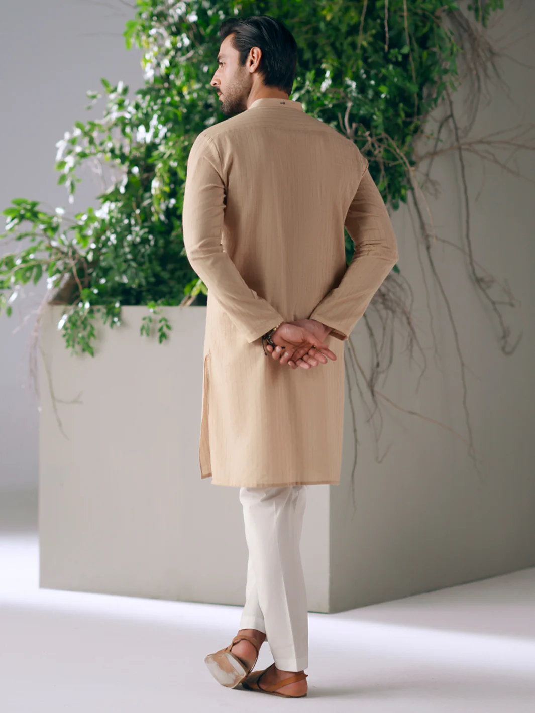 BEIGE COTTON KURTA | AL-K-1326/AM-15111B - Image 3