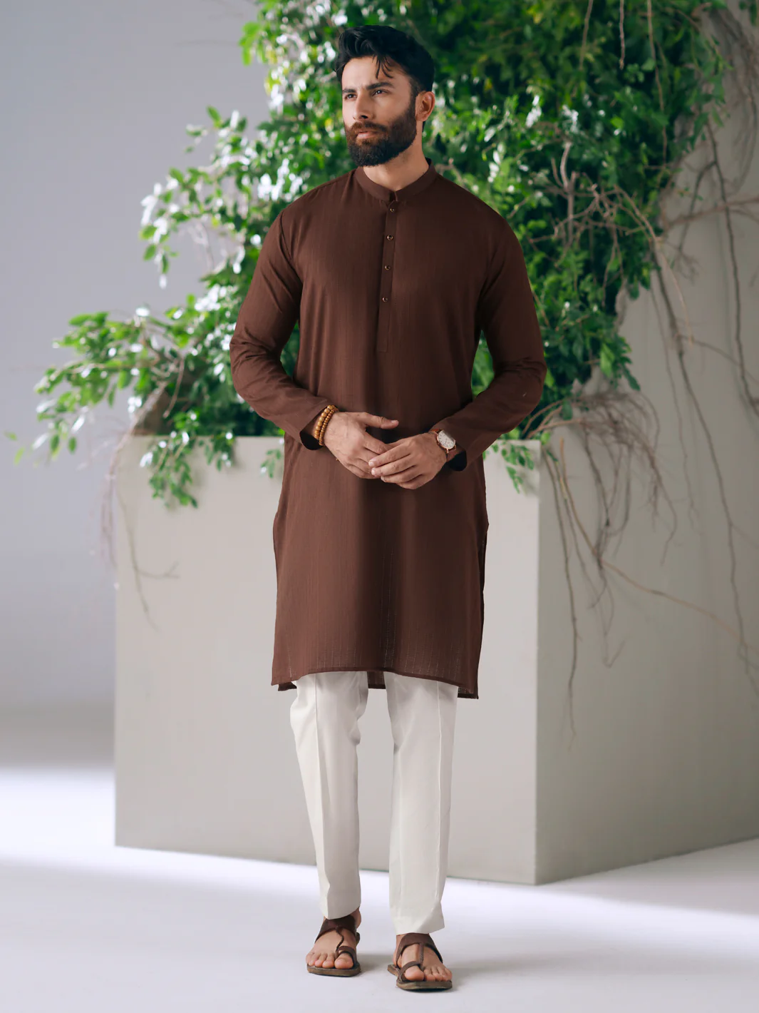 BROWN COTTON KURTA | AL-K-1327/AM-15111C