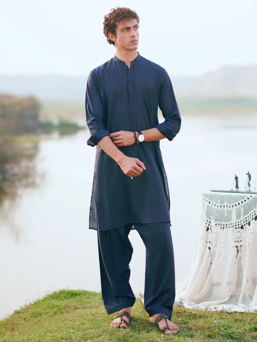 NAVY BLUE KAMEEZ SHALWAR | AL-KS-3344/AM-15087C