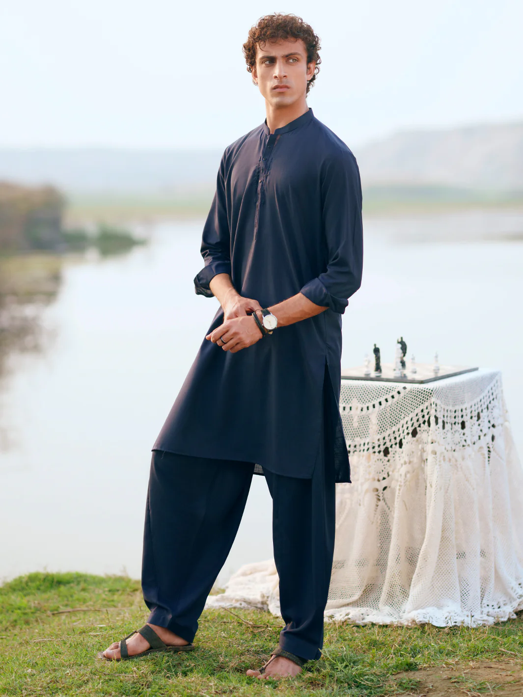 NAVY BLUE KAMEEZ SHALWAR | AL-KS-3344/AM-15087C - Image 5