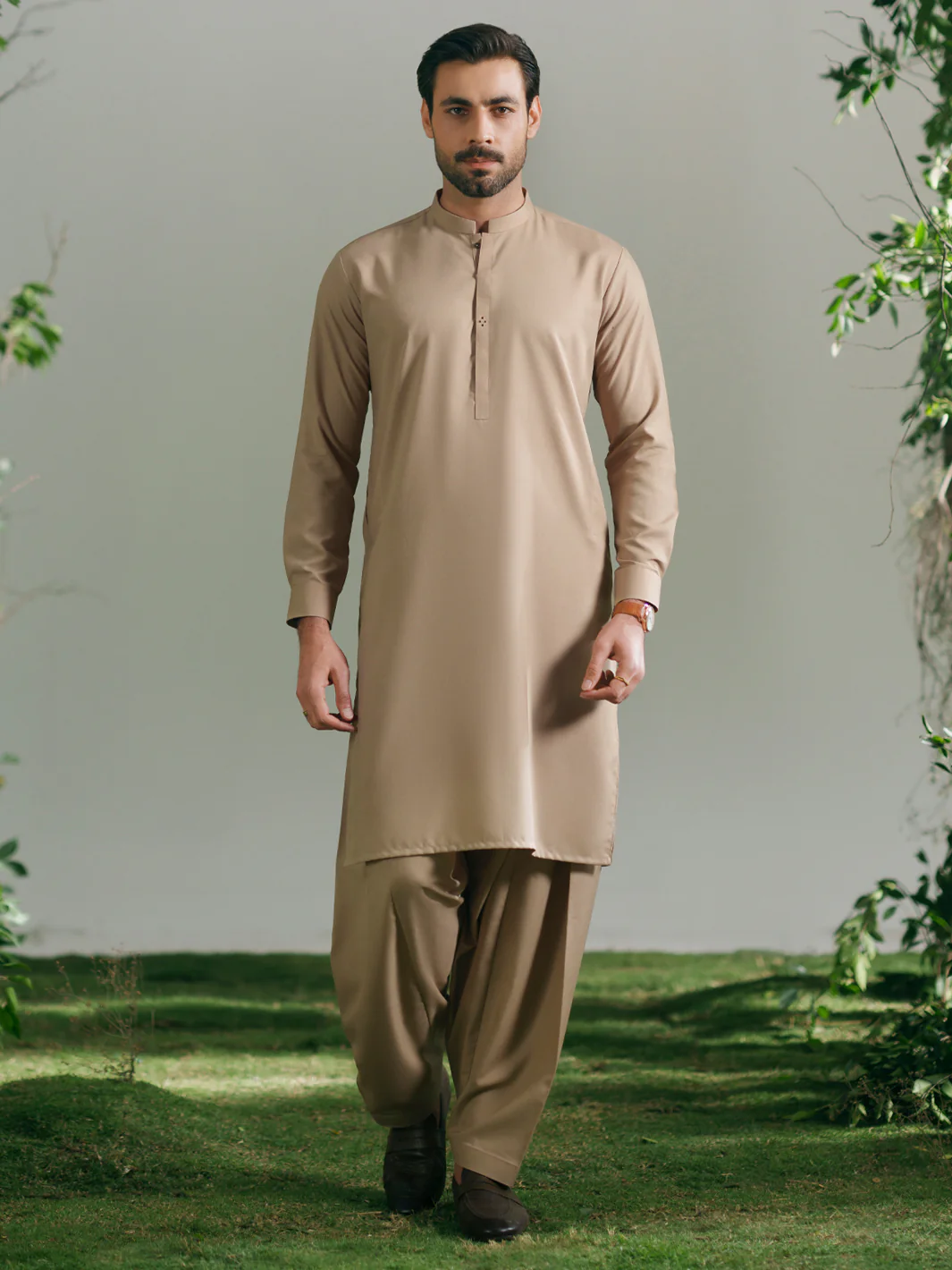 BEIGE KAMEEZ SHALWAR | AL-KS-3346/AM-15088A