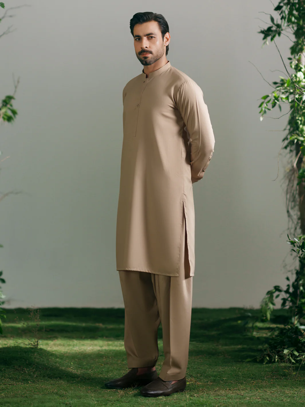 BEIGE KAMEEZ SHALWAR | AL-KS-3346/AM-15088A - Image 5