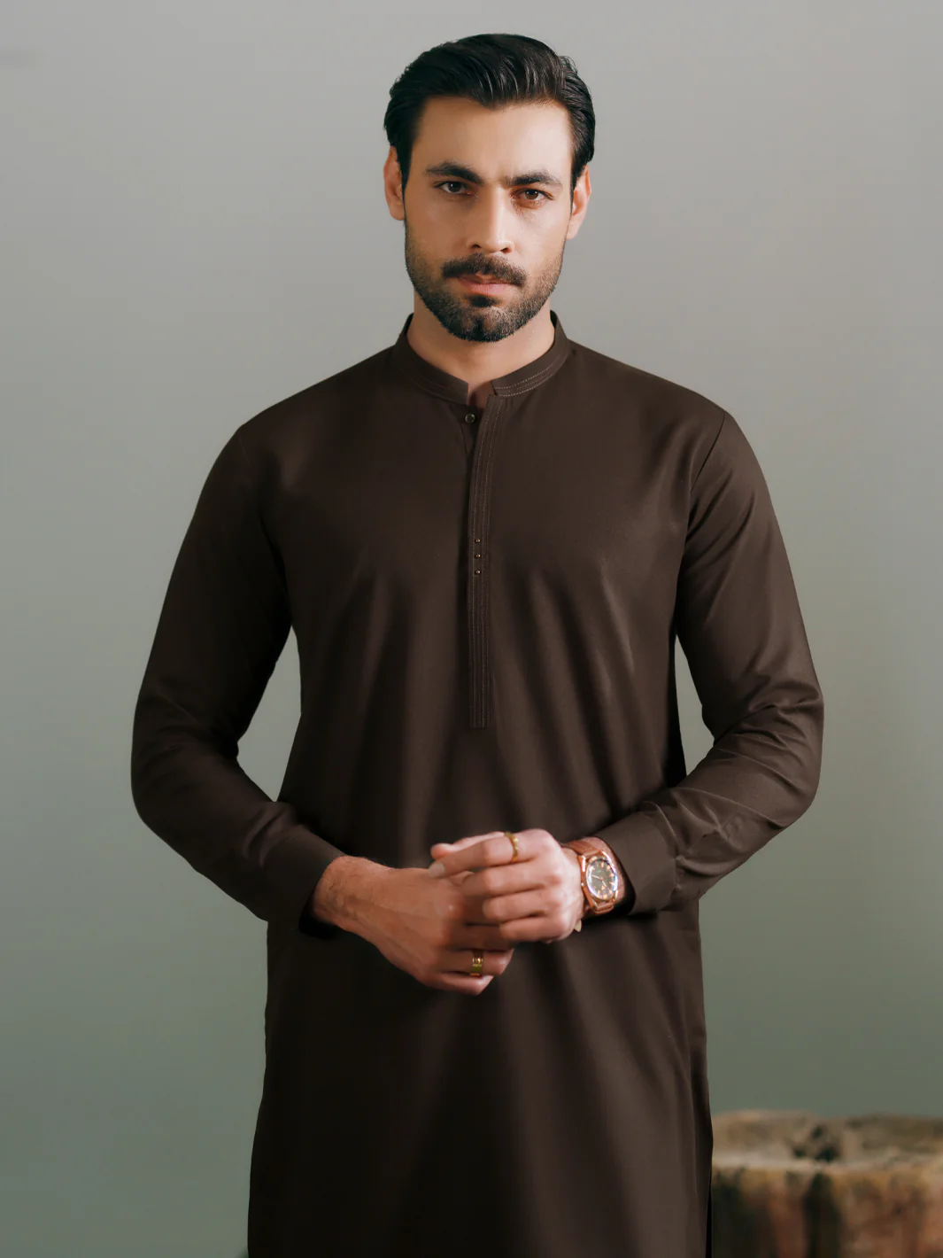 OLIVE GREEN KAMEEZ SHALWAR | AL-KS-3348/AM-15088C - Image 2