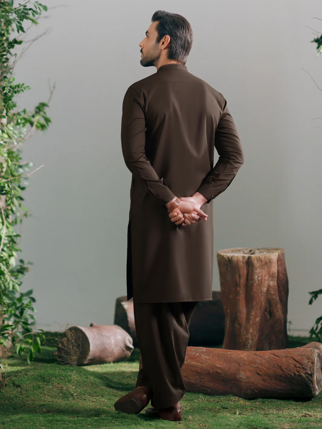 OLIVE GREEN KAMEEZ SHALWAR | AL-KS-3348/AM-15088C - Image 3