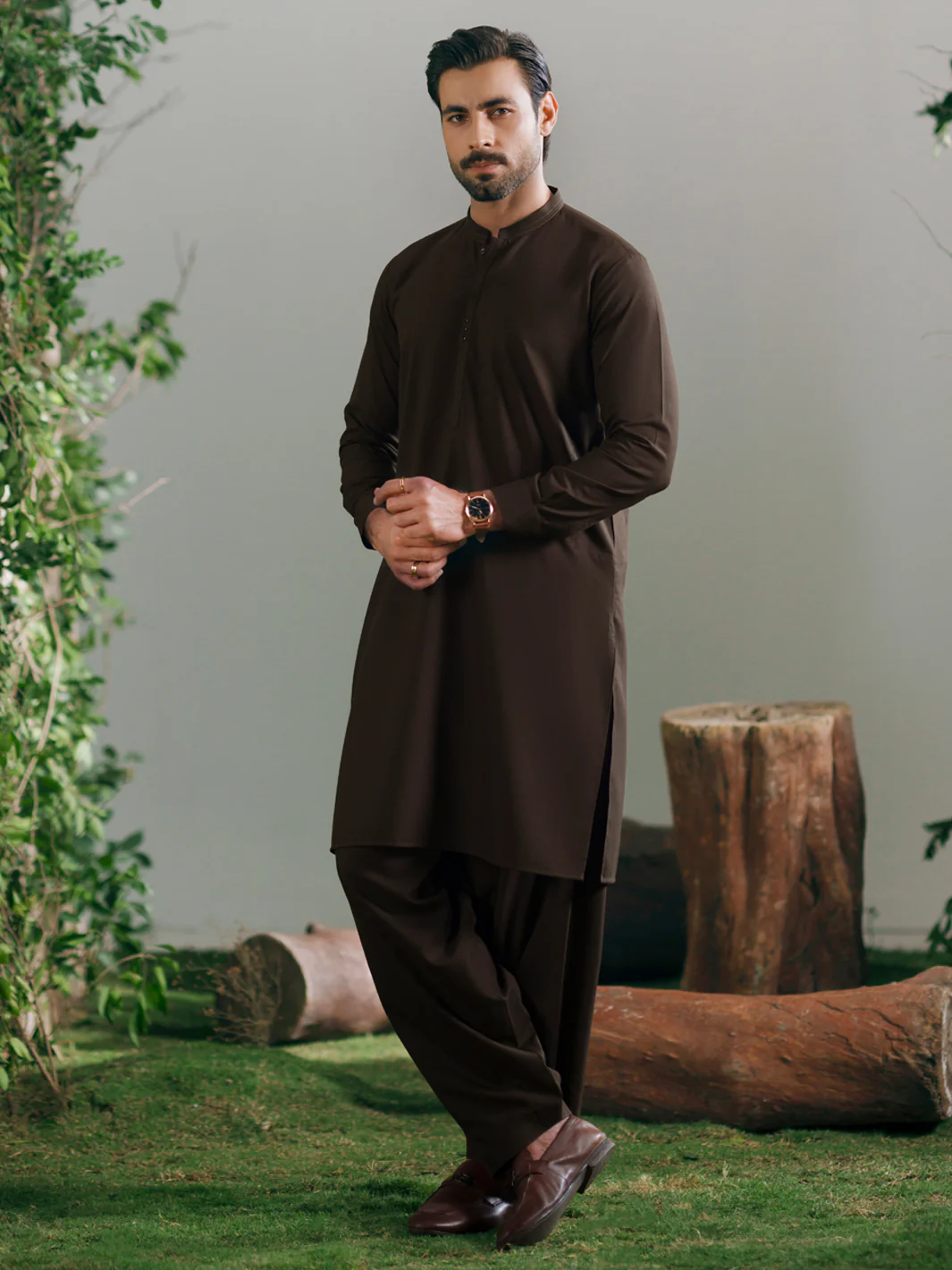OLIVE GREEN KAMEEZ SHALWAR | AL-KS-3348/AM-15088C - Image 5