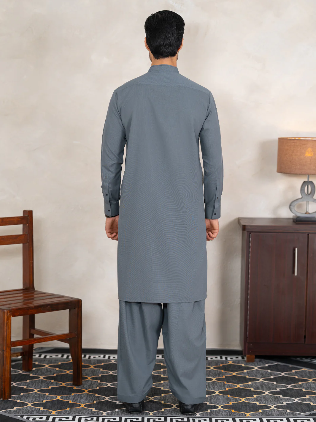 BLUISH GREY KAMEEZ SHALWAR | AL-KS-3354A/AM-15108D - Image 3