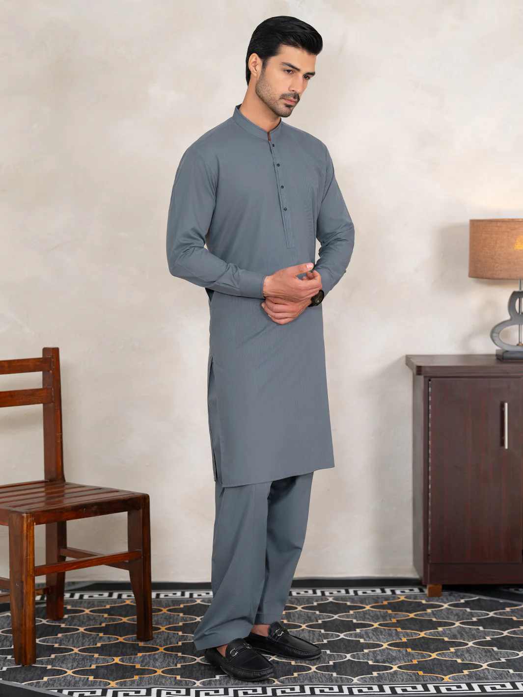 BLUISH GREY KAMEEZ SHALWAR | AL-KS-3354A/AM-15108D - Image 5