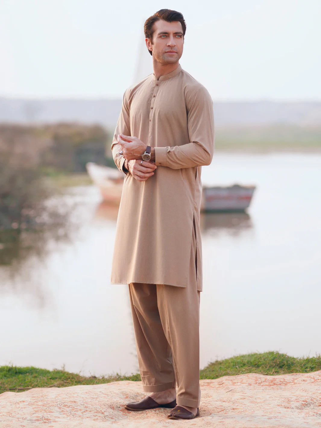BEIGE KAMEEZ SHALWAR | AL-KS-3363/AM-15110C - Image 5