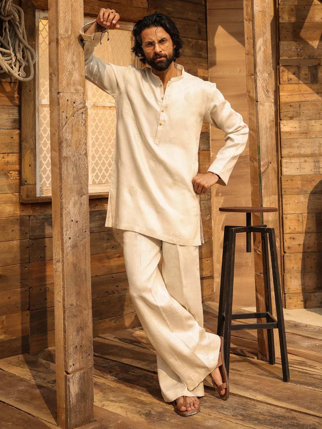 OFF WHITE COTTON KURTA TROUSERS | AL-KT-3314/AM-15064A