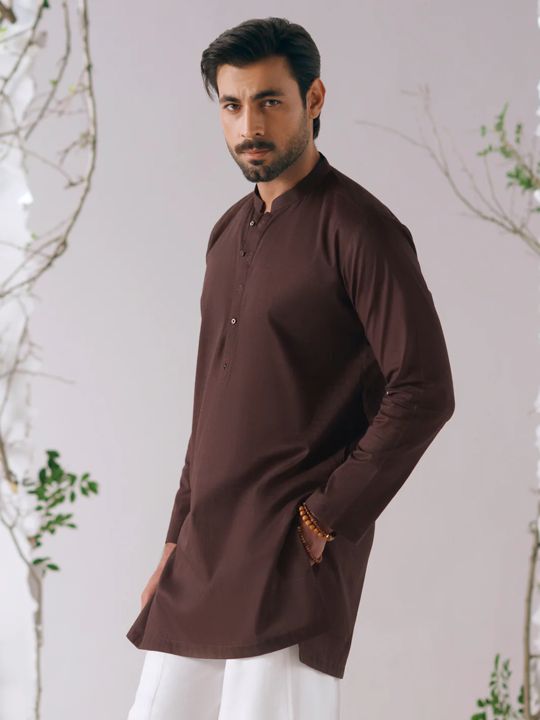 BURGUNDY COTTON KURTA TROUSERS | AL-KT-3415/AM-6311M - Image 2