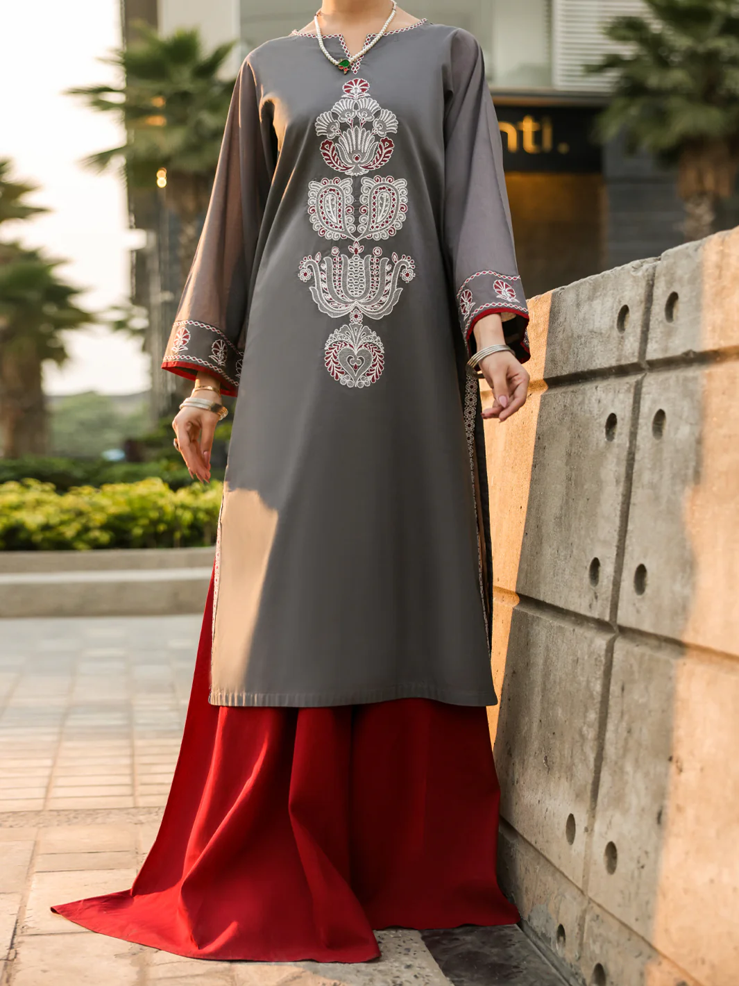 GREY LAWN KURTI | AL-LK-1158/FB-1158A