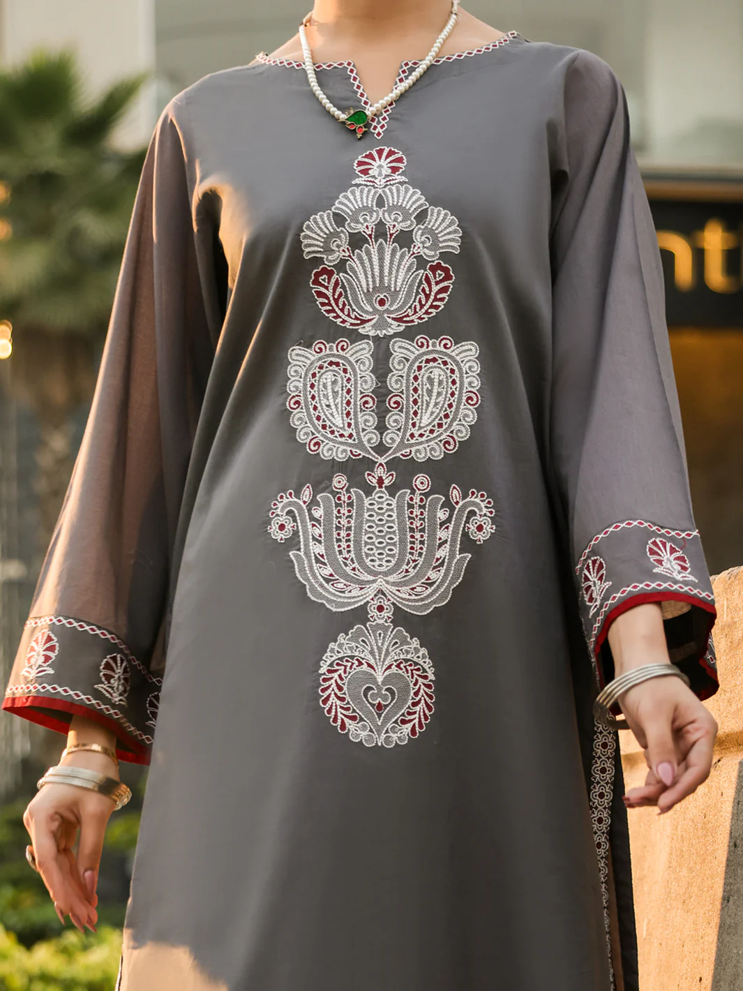 GREY LAWN KURTI | AL-LK-1158/FB-1158A - Image 2