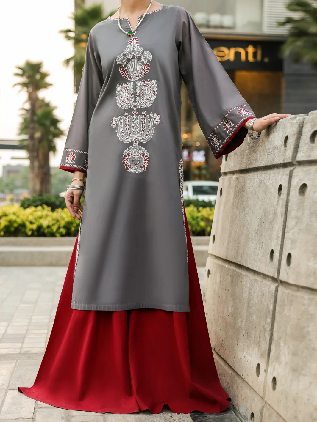 GREY LAWN KURTI | AL-LK-1158/FB-1158A - Image 3