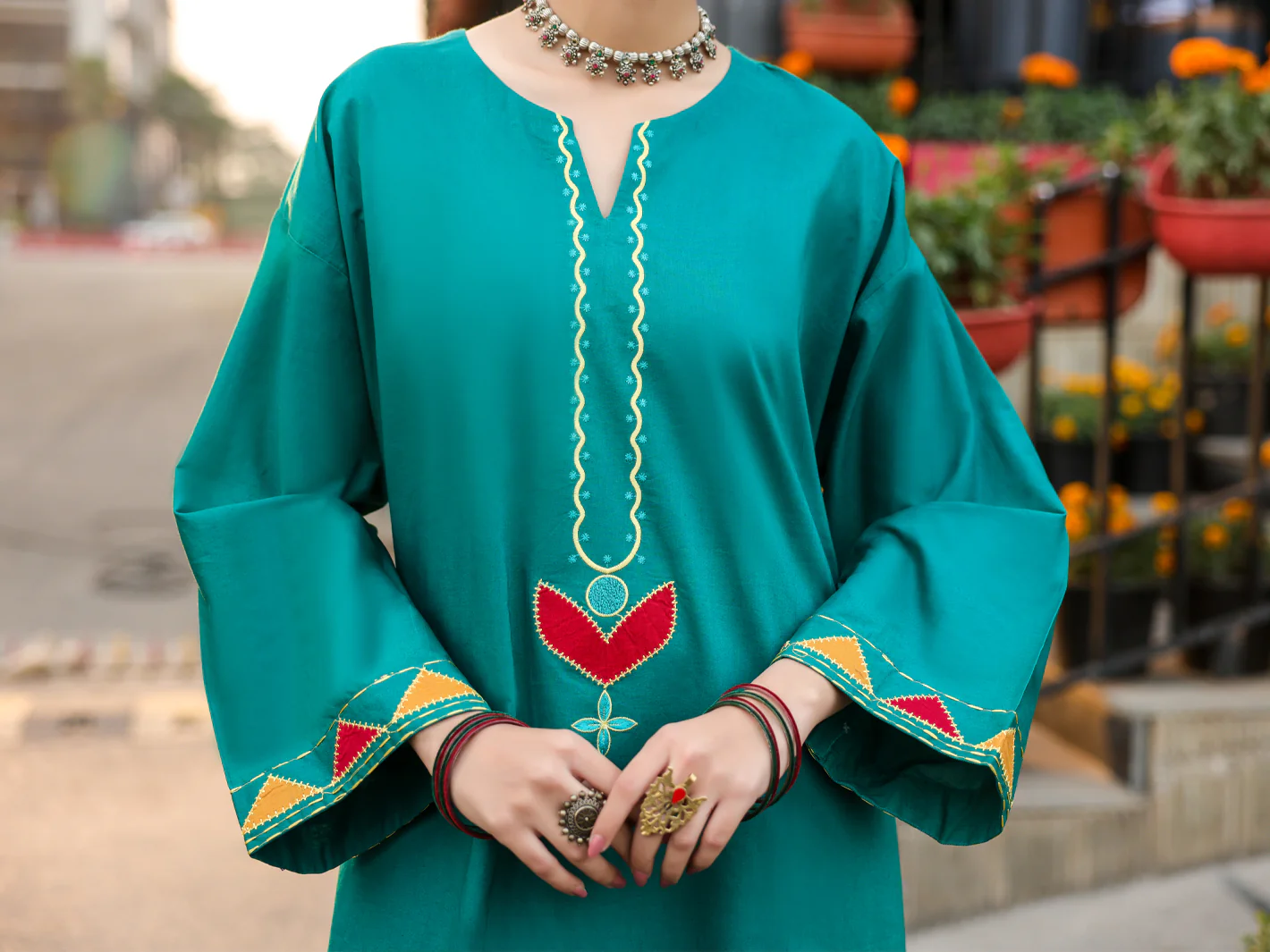 TEAL LAWN KURTI | AL-LK-1165/FB-1165 - Image 4