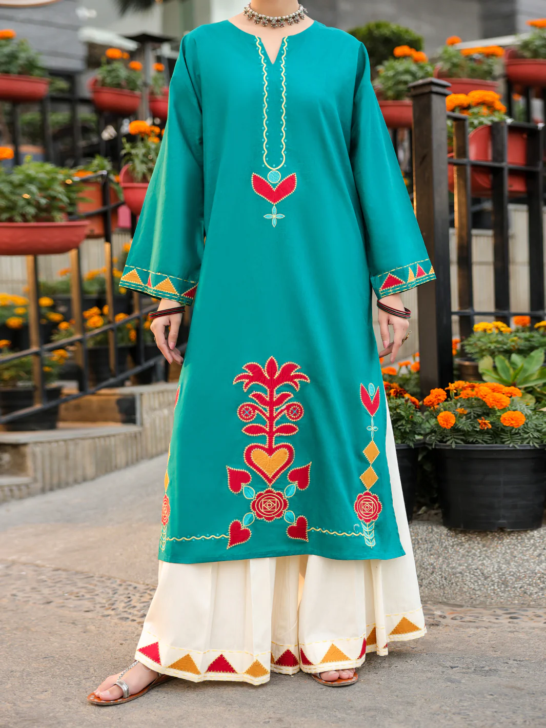 TEAL LAWN KURTI | AL-LK-1165/FB-1165 - Image 5