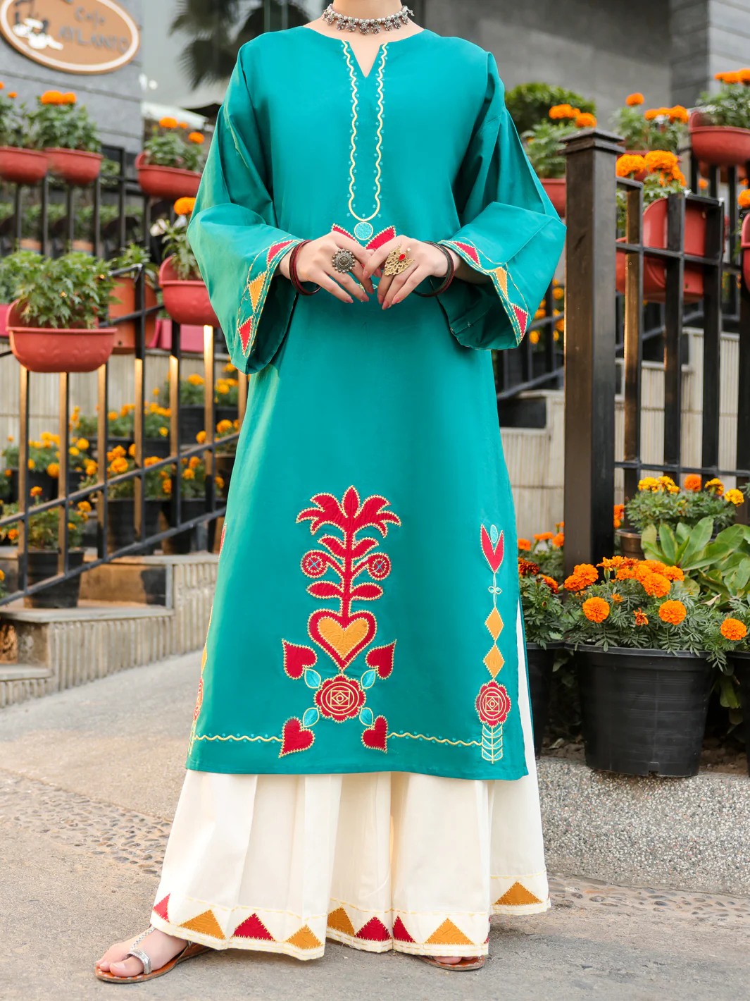 TEAL LAWN KURTI | AL-LK-1165/FB-1165 - Image 6