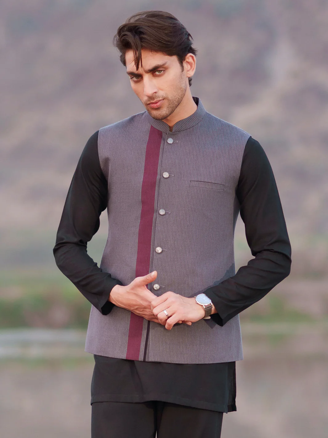 GREY COTTON WAISTCOAT | AL-WC-622/AM-6259A