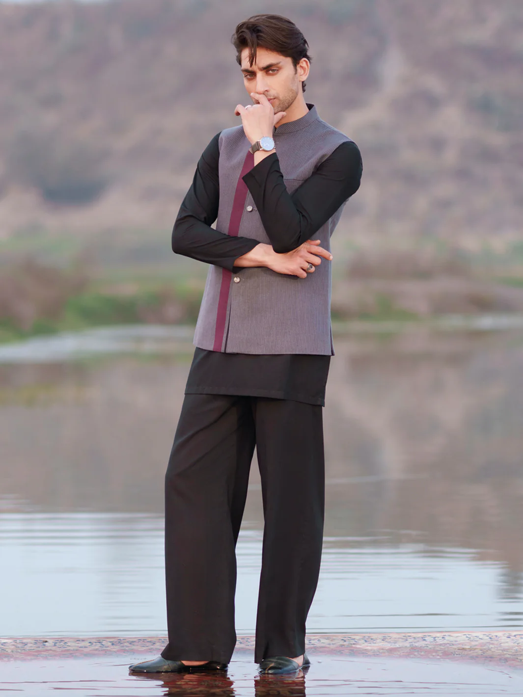 GREY COTTON WAISTCOAT | AL-WC-622/AM-6259A - Image 2