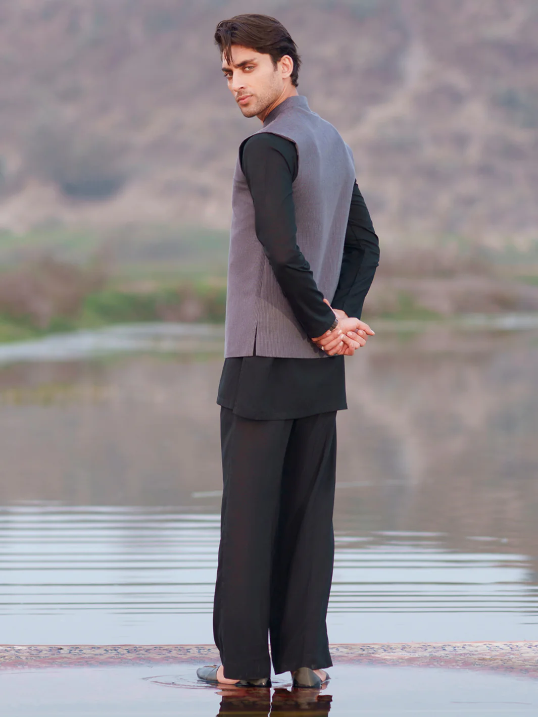 GREY COTTON WAISTCOAT | AL-WC-622/AM-6259A - Image 3
