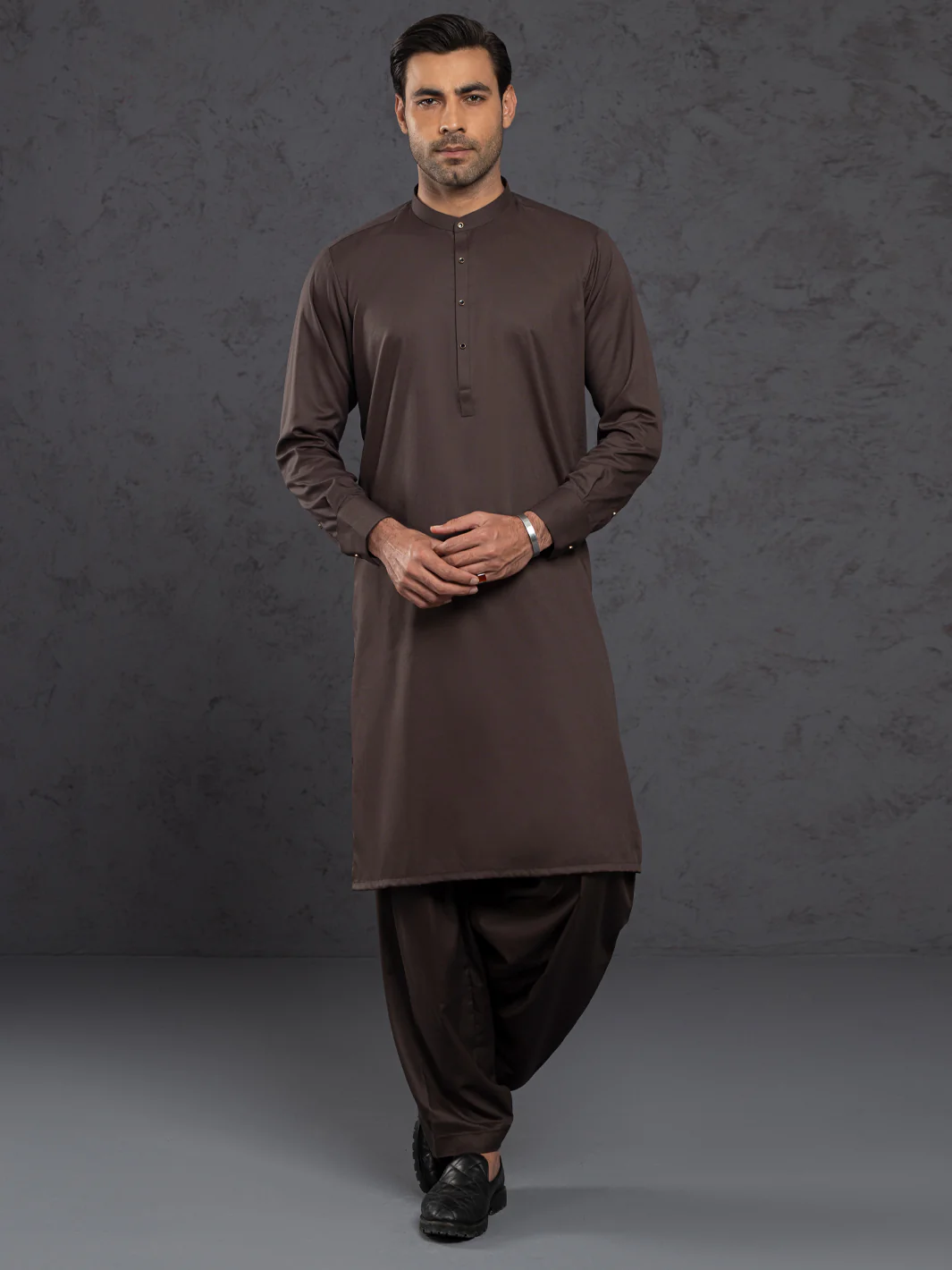 BROWN BLENDED KAMEEZ SHALWAR | ALET-KS-3015/AM-6353E