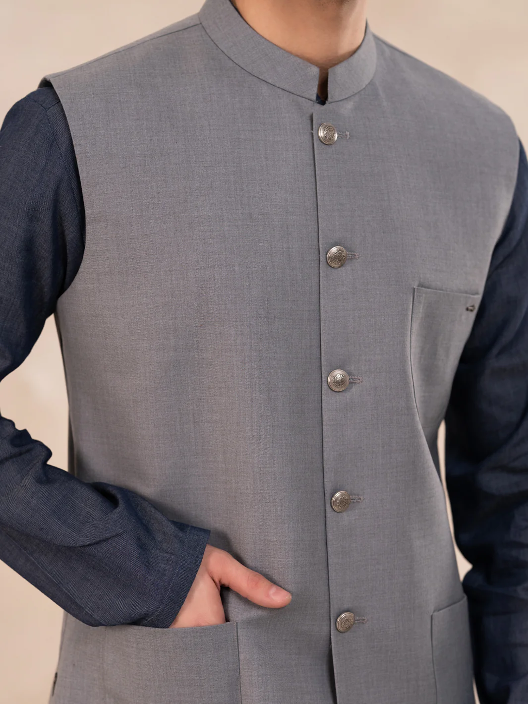 LIGHT GREY WAISTCOAT | ALET-WC-1005-R3/AM-15118A - Image 3
