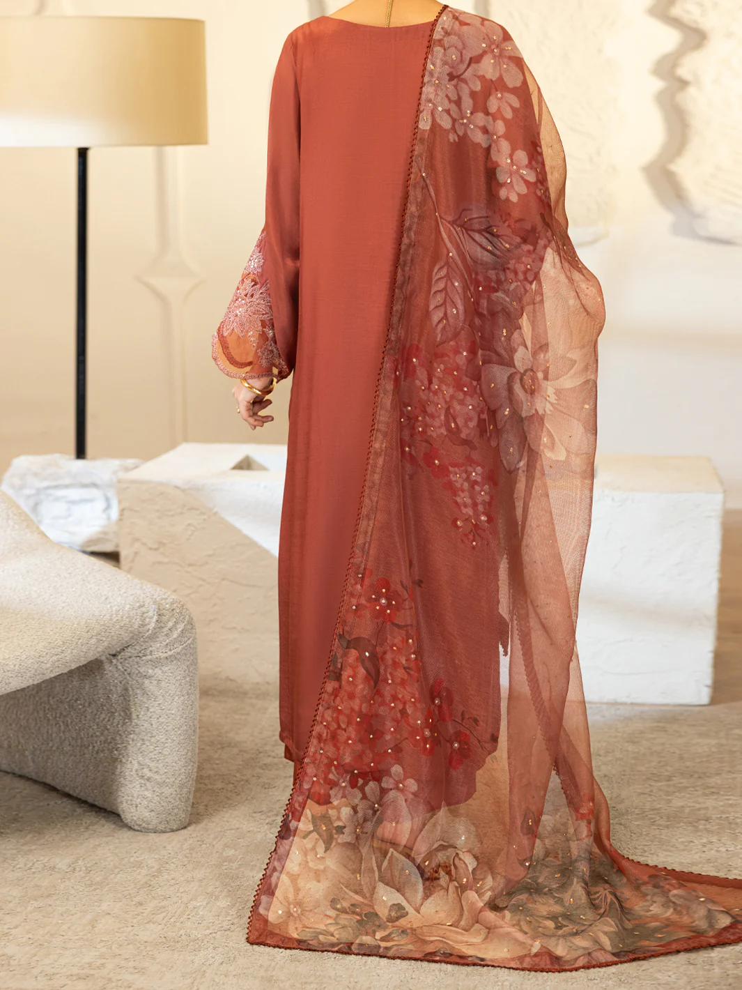 PINK SHEESHA SILK 3PC STITCHED | ALP-3PS-2370/S AM-3218A - Image 3