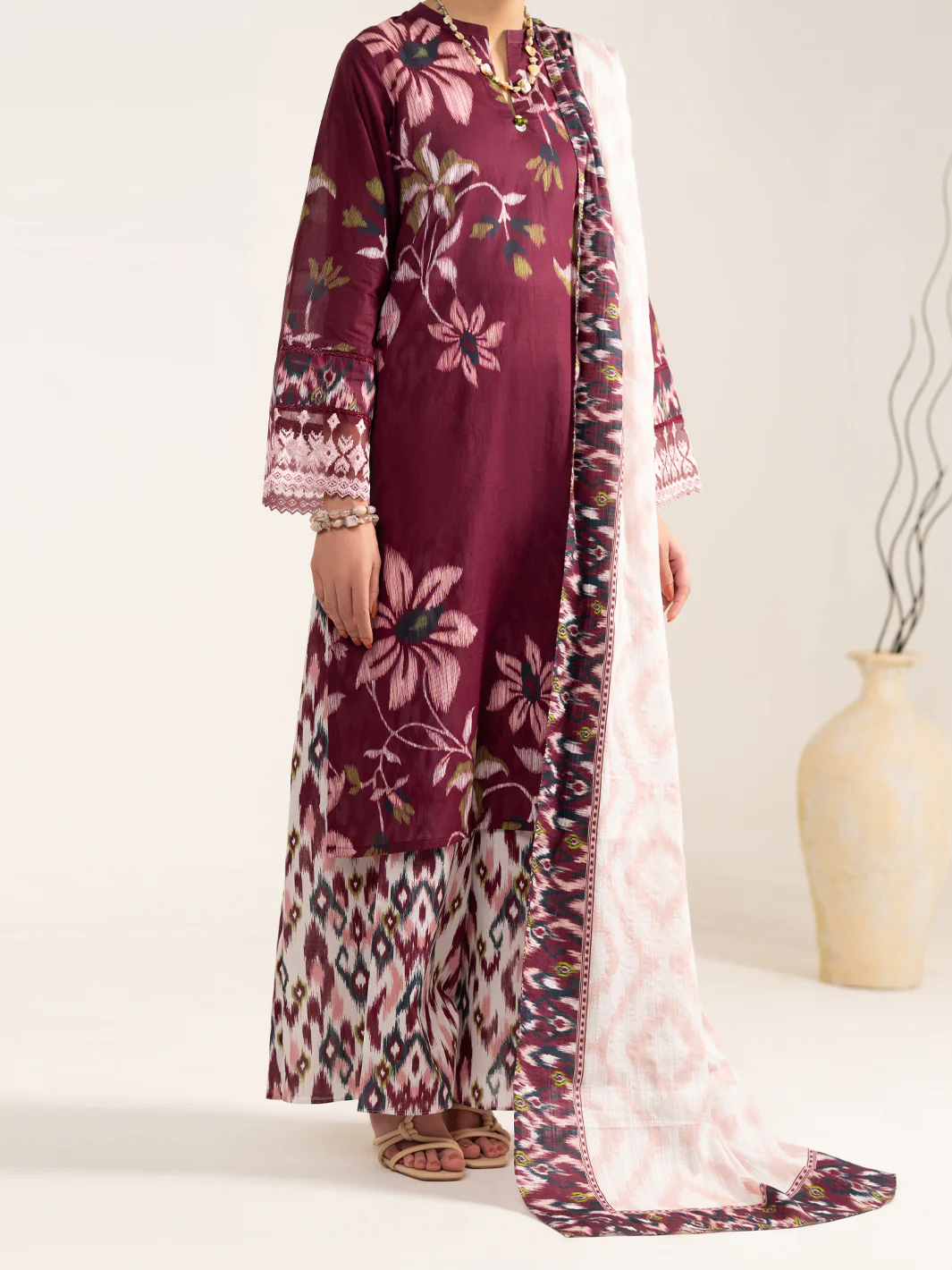 MAROON LAWN 3PC UNSTITCHED | ALP-3PS-2431 FB-2431A - Image 5