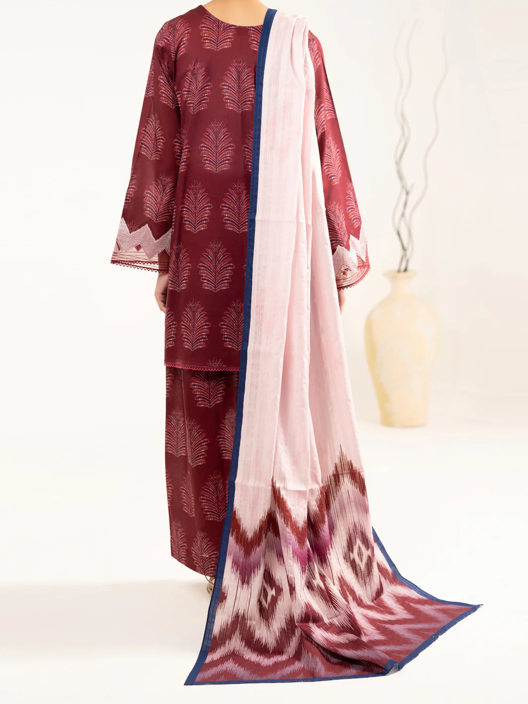 MAROON LAWN 3PC UNSTITCHED | ALP-3PS-2433 FB-2433A - Image 3