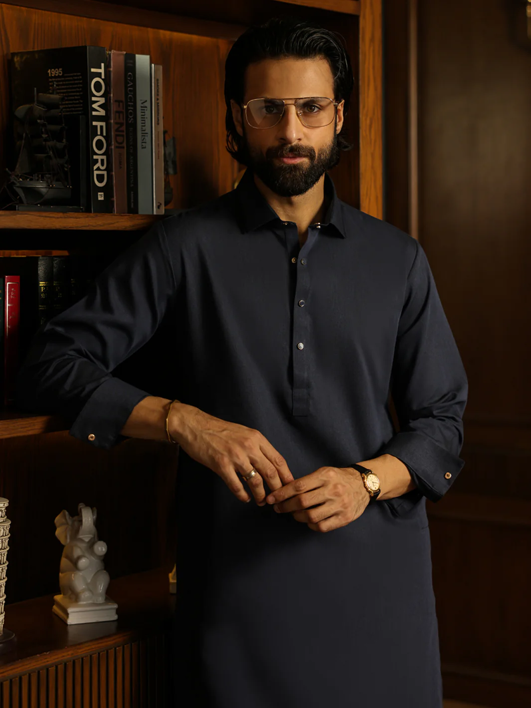 NAVY BLUE KAMEEZ SHALWAR | ALWA-KS-627/AM-15085D - Image 2