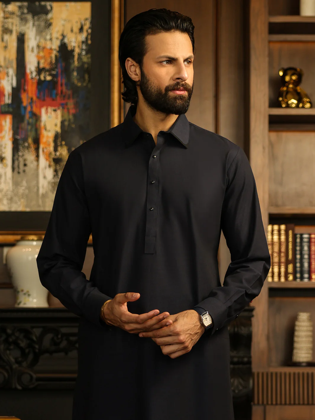NAVY BLUE KAMEEZ SHALWAR | ALWA-KS-633/AM-15137 - Image 2