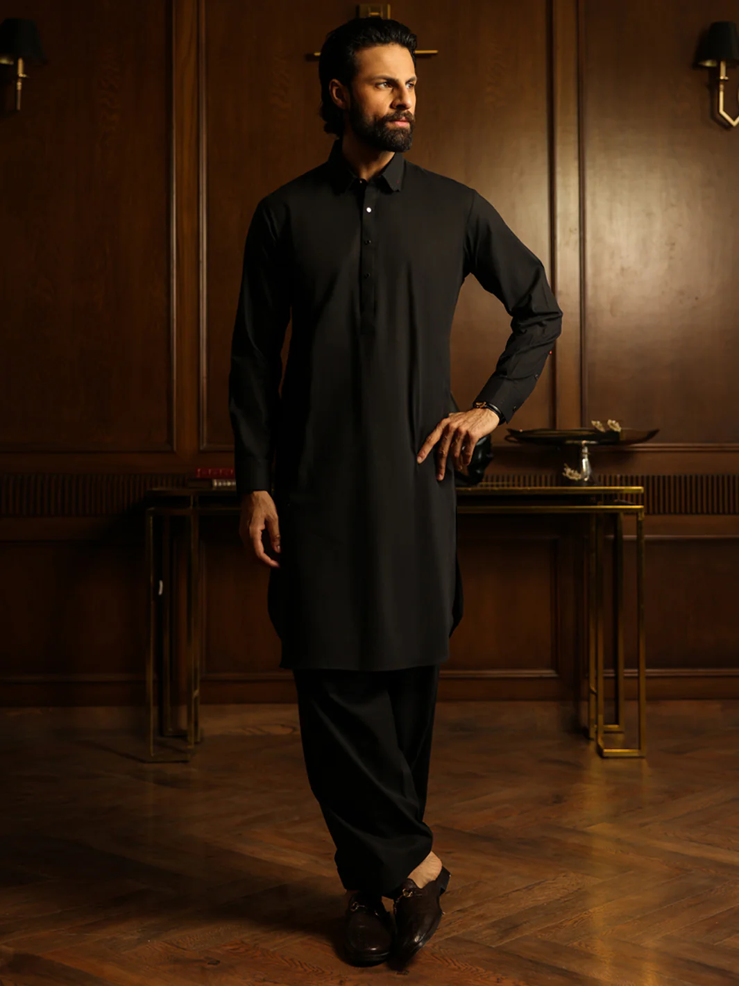 BLACK KAMEEZ SHALWAR | ALWA-KS-634/AM-15137
