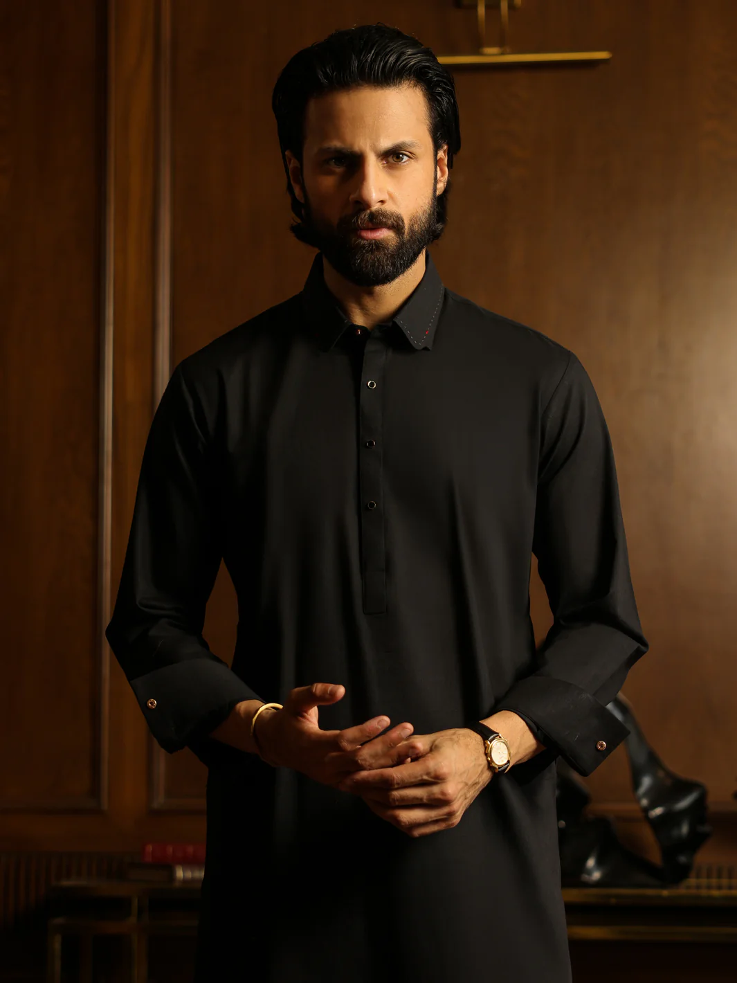BLACK KAMEEZ SHALWAR | ALWA-KS-634/AM-15137 - Image 2
