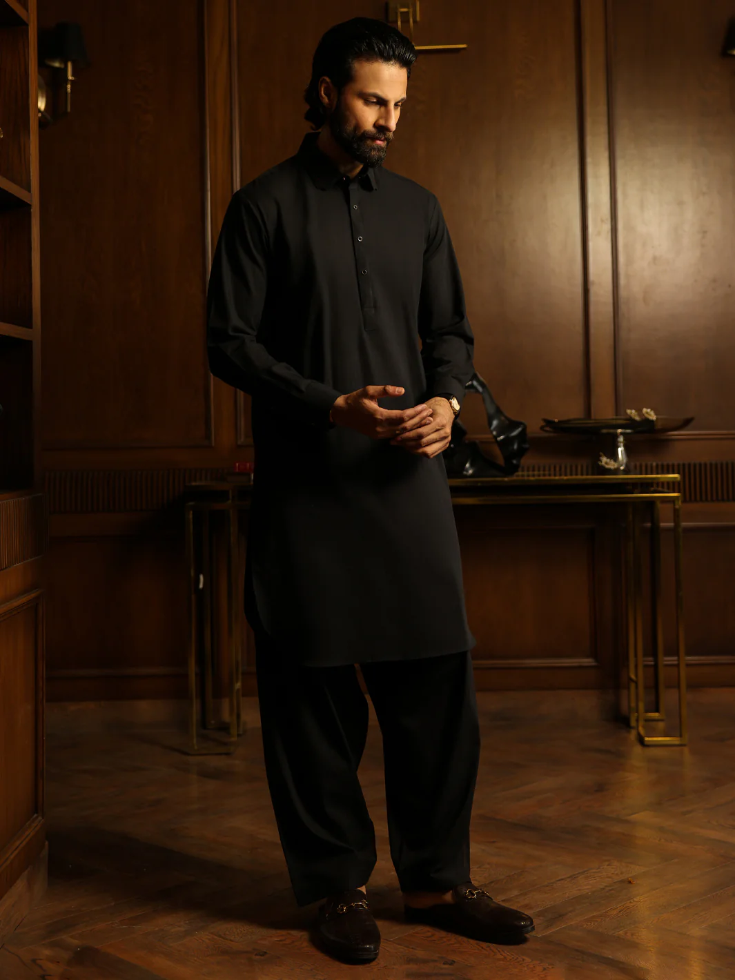 BLACK KAMEEZ SHALWAR | ALWA-KS-634/AM-15137 - Image 5