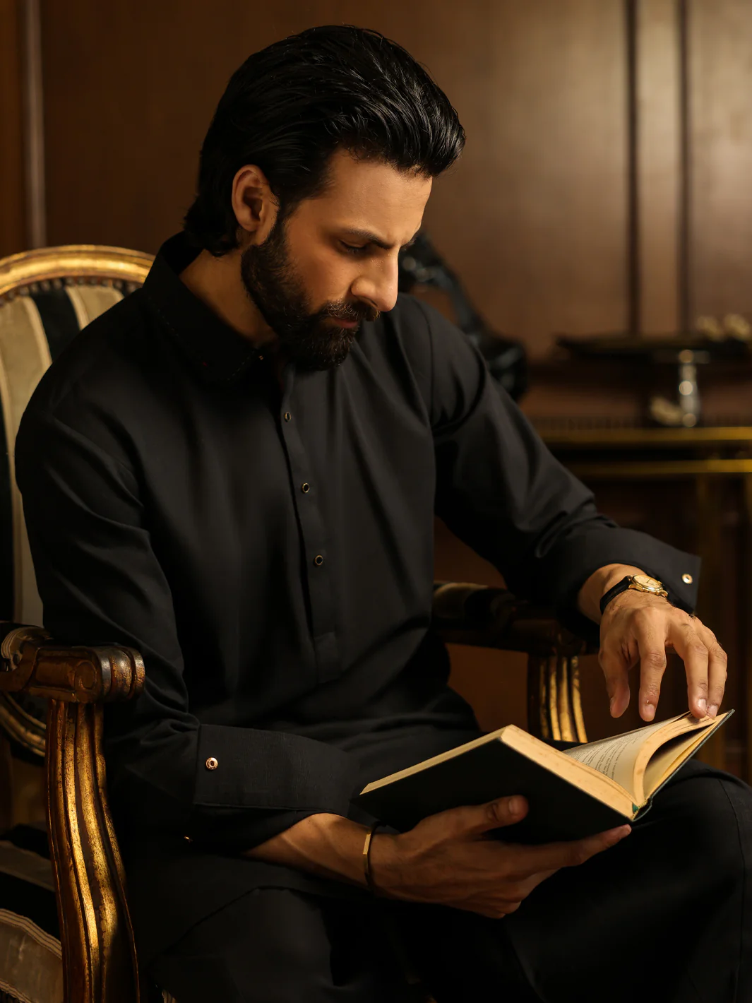 BLACK KAMEEZ SHALWAR | ALWA-KS-634/AM-15137 - Image 6