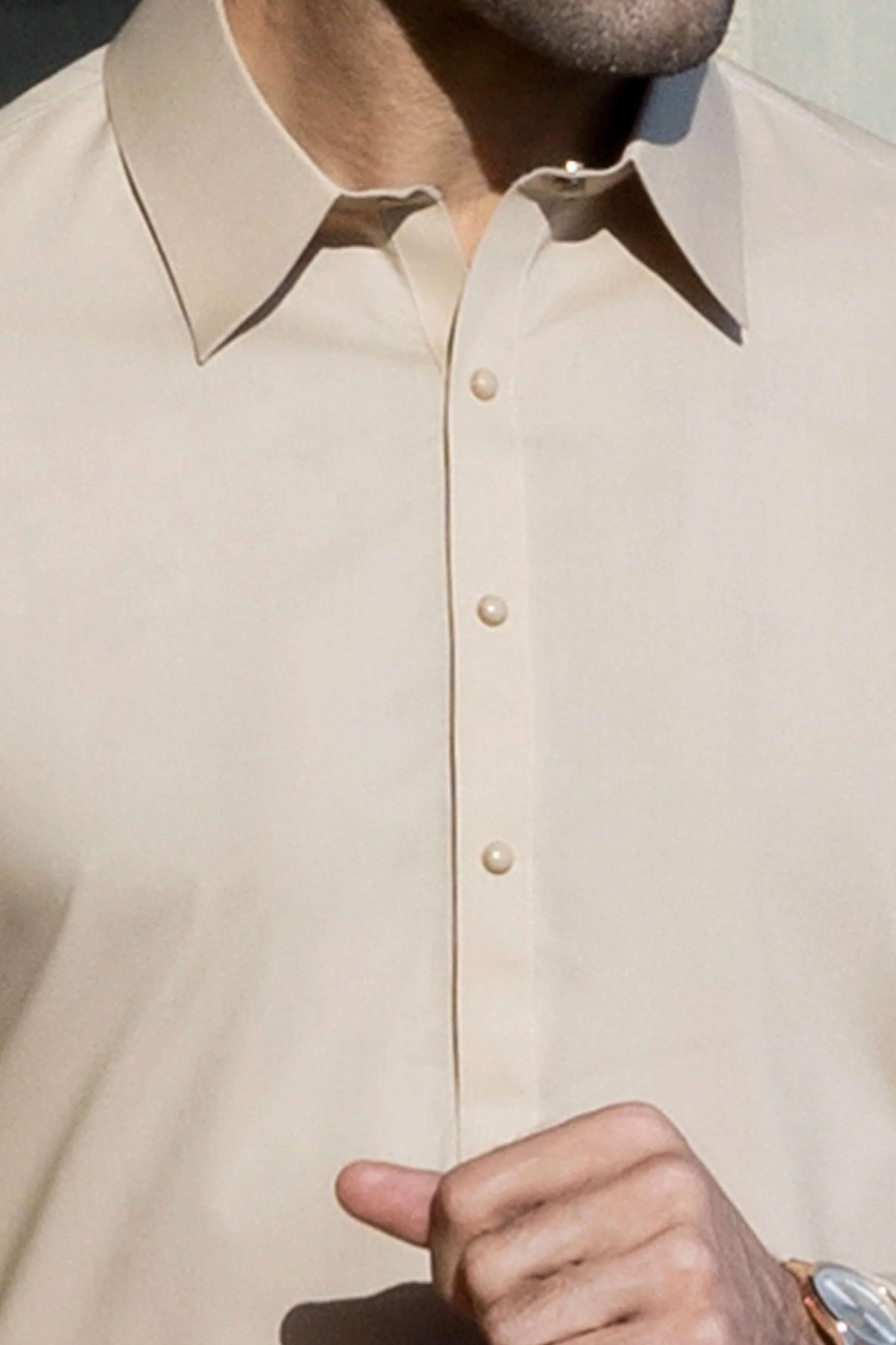 KHAKI COTTON KAMEEZ SHALWAR | CCMKS-S-39653-A4 - Image 4
