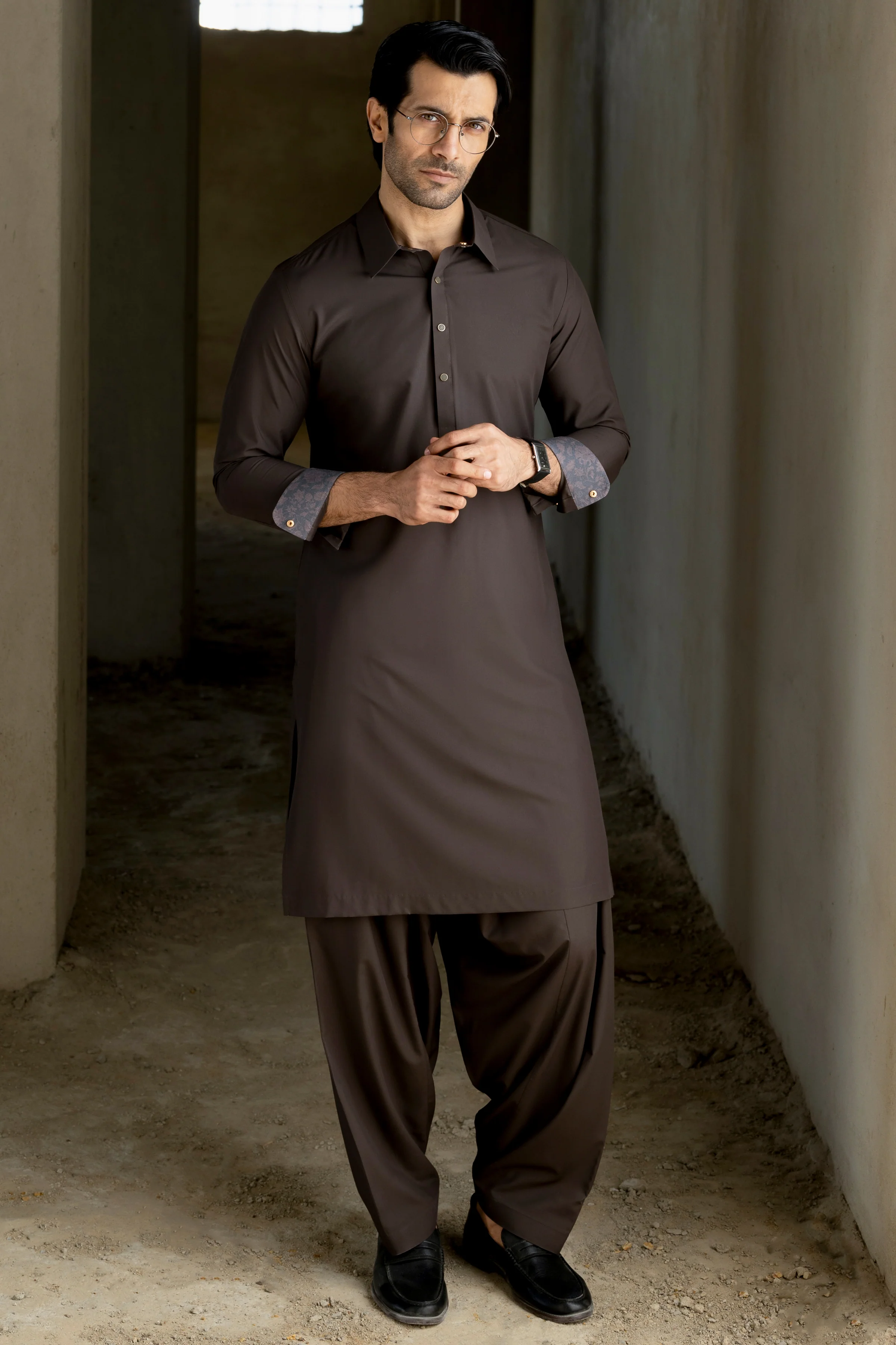 CHOCOLATE BLENDED KAMEEZ SHALWAR | CCMKS-S-39657-B4