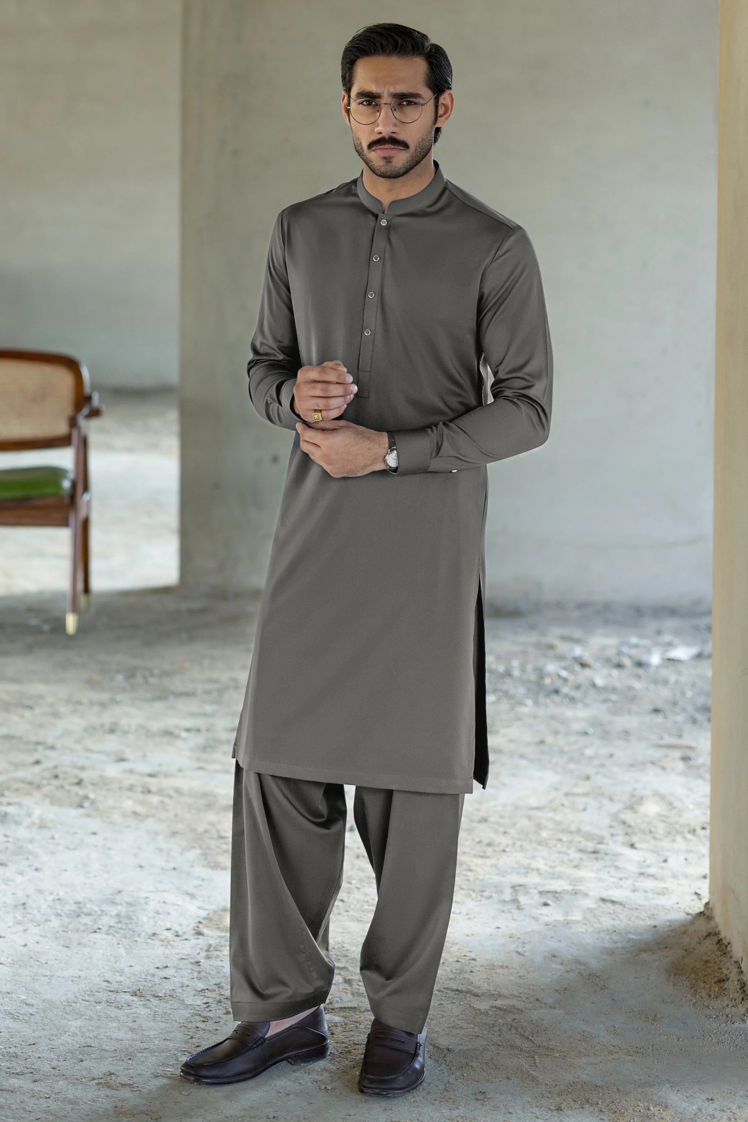 GREY BLENDED KAMEEZ SHALWAR | CCMKS-S-39674-F6