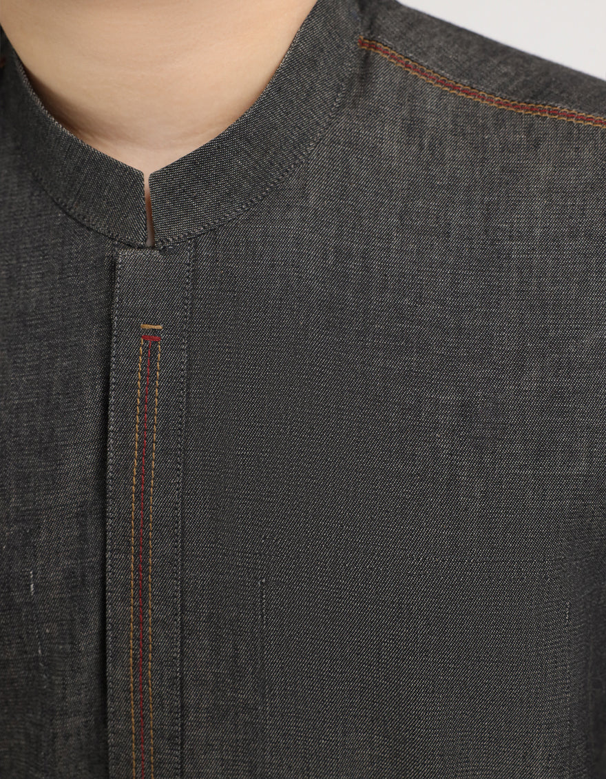 DARK GREY COTTON KURTA | JCK-A-20038/S26/JJ10998-CL - Image 3