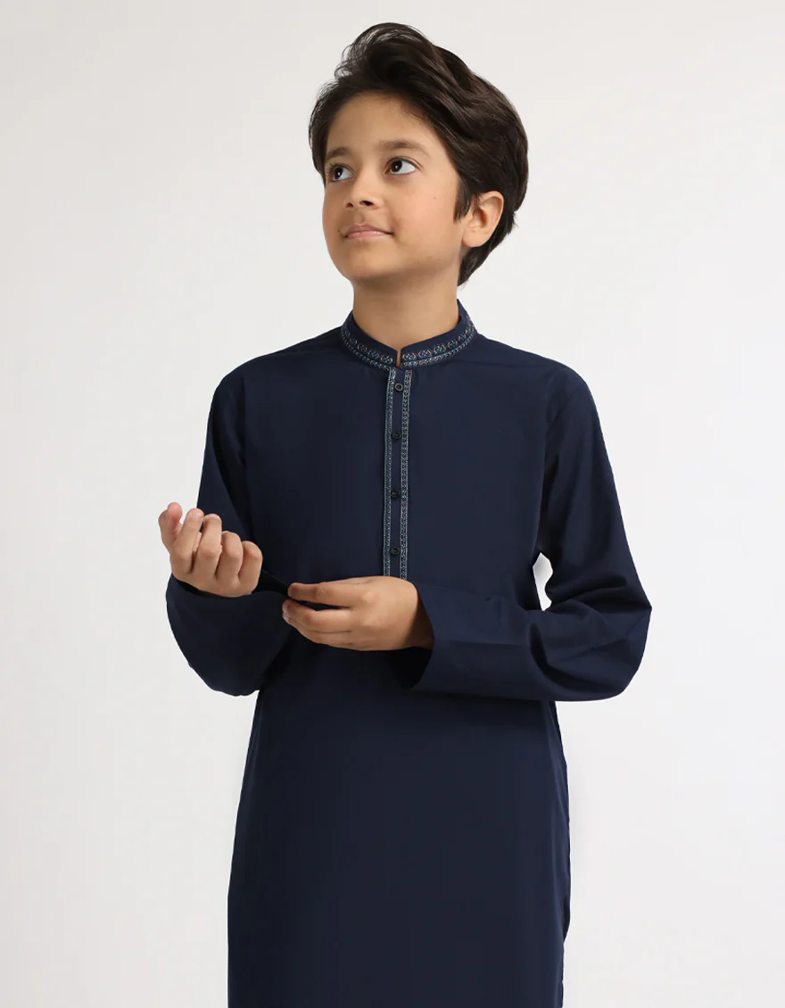 NAVY BLUE COTTON KURTA | JCK-A-30054/S26/JJ11179-CL - Image 2
