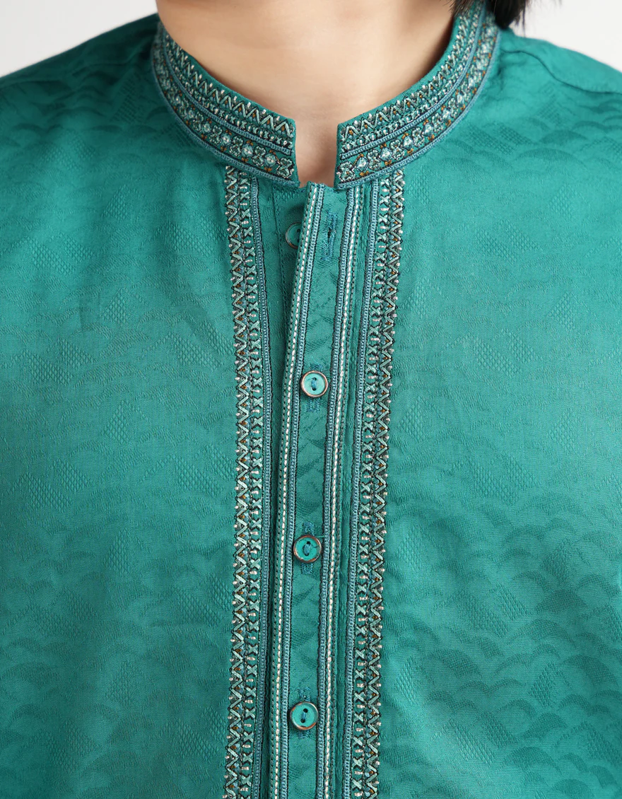 SEA GREEN COTTON KURTA | JCK-A-39681/S26/JJ10863-FL - Image 3