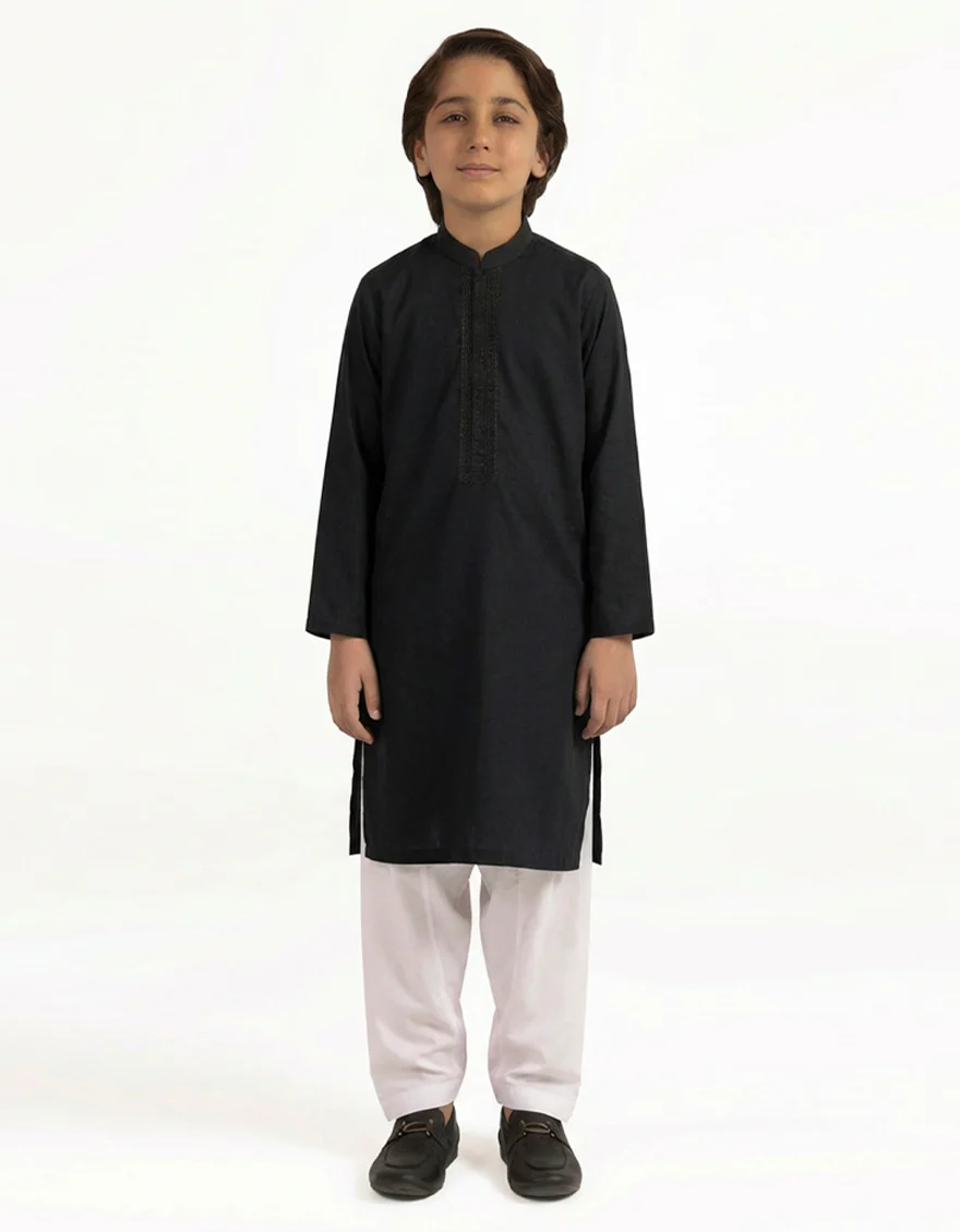 BLACK COTTON KURTA | JCK-A-50537/S26/JJ10448-SF
