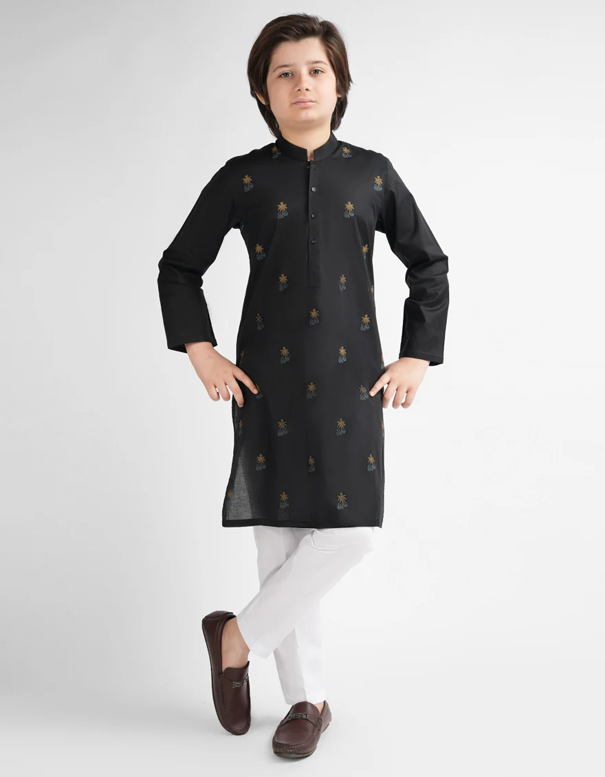 BLACK COTTON KURTA | JCK-S-39644/S26/JJ9778-SF