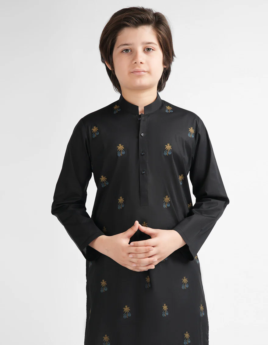 BLACK COTTON KURTA | JCK-S-39644/S26/JJ9778-SF - Image 2