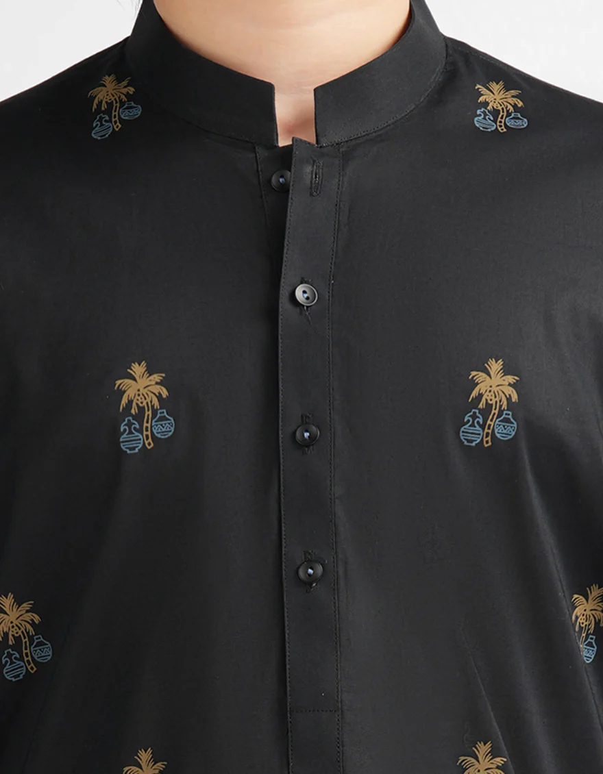 BLACK COTTON KURTA | JCK-S-39644/S26/JJ9778-SF - Image 3